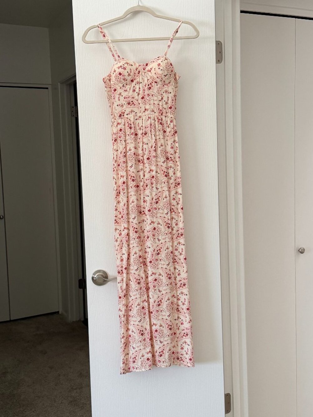 Lily Rose floral & Paisley Side Slit Modled Cups- Maxi Dress